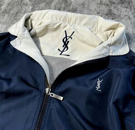 ysl vintage windbreaker|Yves Saint Laurent Vintage Gray Windbreaker Jacket .